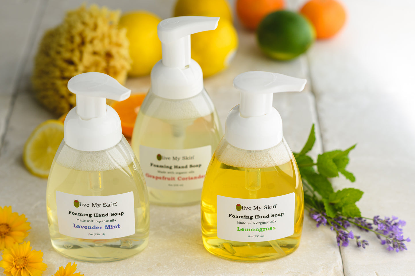 8 oz Foaming hand soap bottle. white foamer pump top